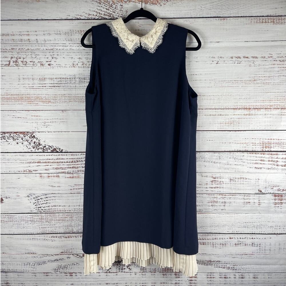 Nanette Lepore Women's Size 14 Navy Blue Shift Dress with Lace Collar